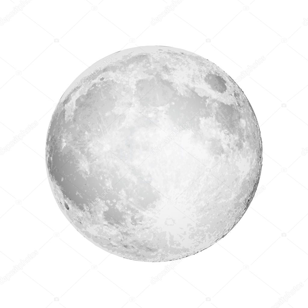 Realistic full moon. Astrology or astronomy planet design. Vecto