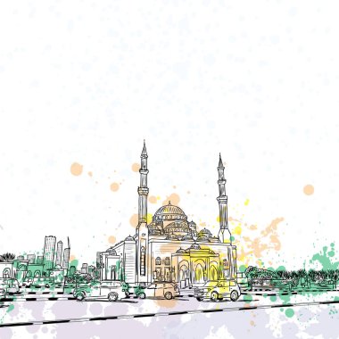 Dubai bölge Camii, elle çizilmiş kroki