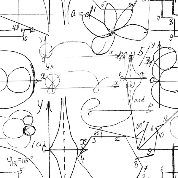 Matematikai zökkenőmentes textúra a kézírásos matematikai, algebra és — Stock Vector