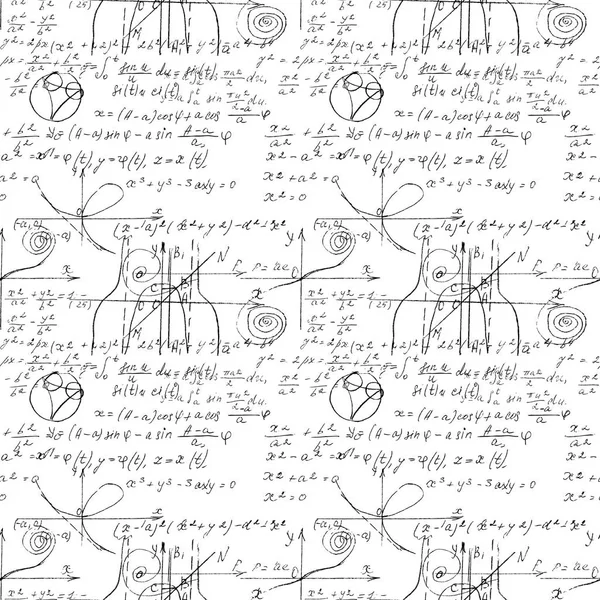 Matemáticas textura sin costura con matemáticas manuscritas, álgebra y — Archivo Imágenes Vectoriales