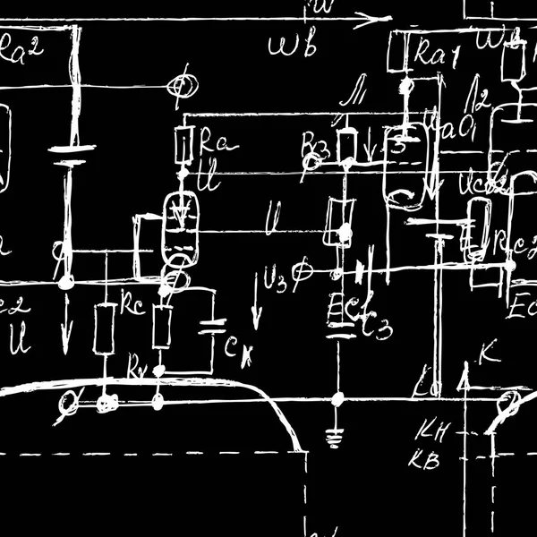 Sfondo senza soluzione di continuità modello infinito con mathematica scritta a mano — Vettoriale Stock