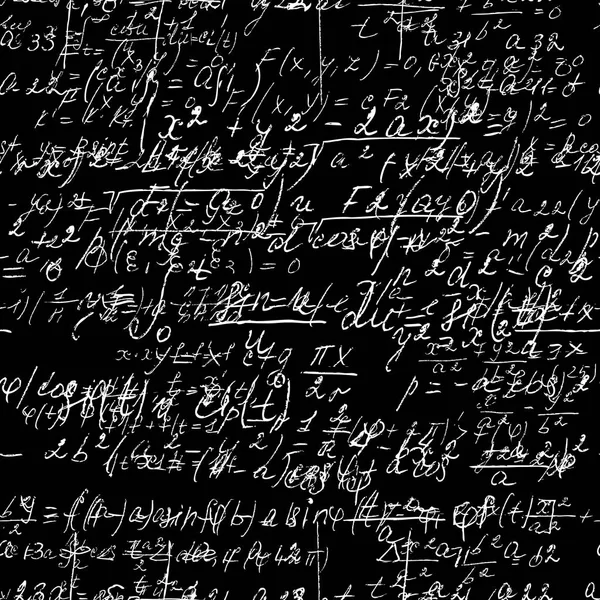 Tablero negro de matemáticas sin costuras con matemática manuscrita y phys — Vector de stock