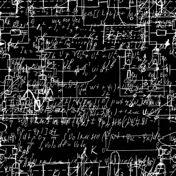 Научная бесшовная текстура с рукописными формулами и electr — стоковый вектор