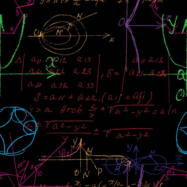 Seamless endless pattern background with handwritten mathematica — Stock Vector