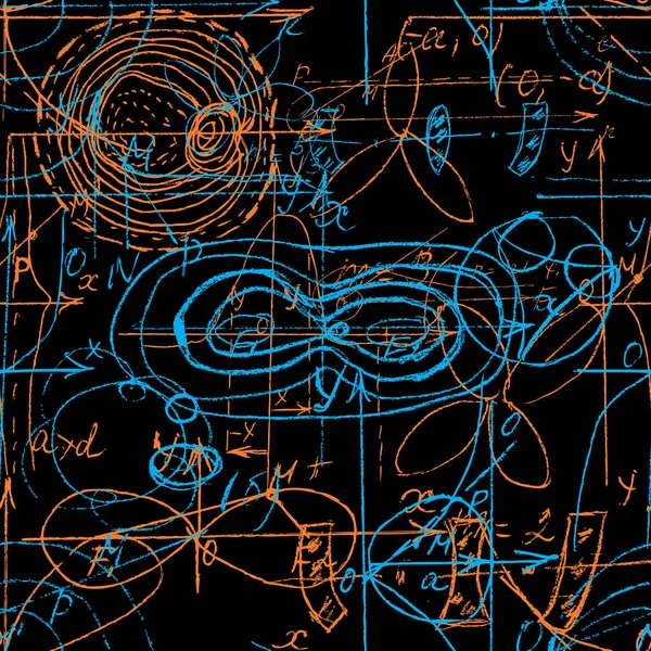 Бесшовный шаблон математики и геометрии, бесконечный почерк и d — стоковый вектор