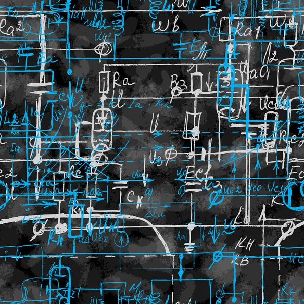 Fondo científico sin fisuras con matemática manuscrita — Vector de stock