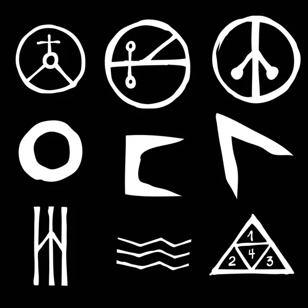Símbolos Wiccan símbolos cruzados imaginários, inspirados no anticristo — Vetor de Stock