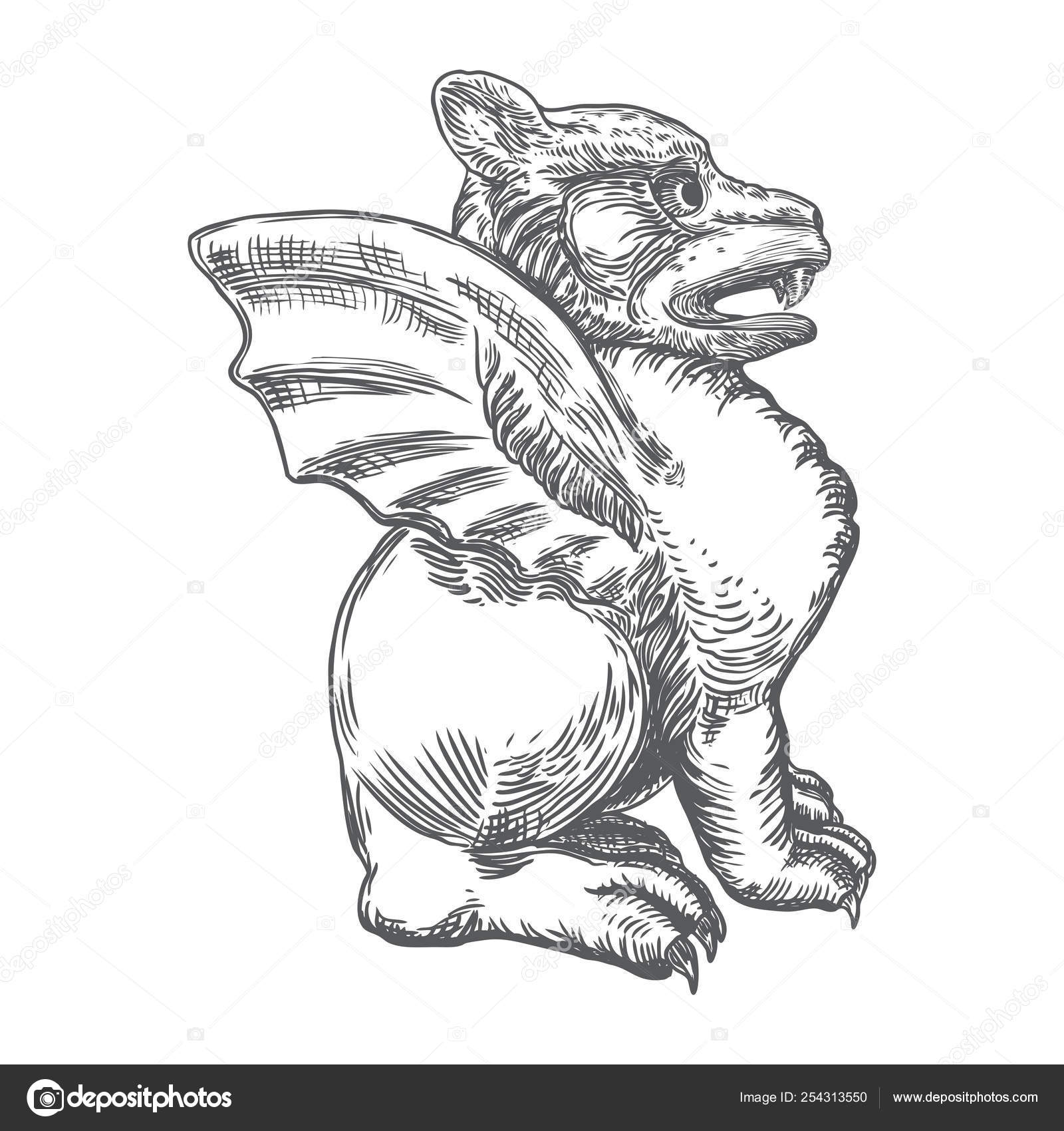 Mythological antigas criaturas gárgulas humano e dragão como ch Vetor de  ©goldenshrimp 254313550, image size:1600x1700