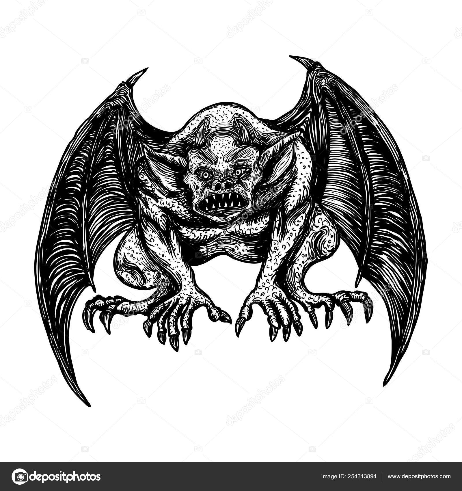 Mythologische antike Wesen Tiere mit fledermausartigen Flügeln. und  Stock-Vektorbild von ©goldenshrimp 254313894, image size:1600x1700