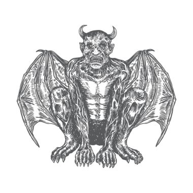 İnsan ve dra saldırmak için agresif pozisyon defada çirkin yaratık