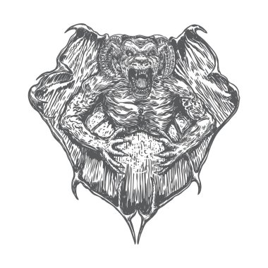 Mitolojik antik canavar yaratıklar insan ve ejderha ch gibi