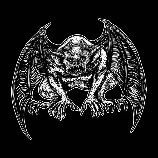 Mythologische oude gargoyle wezens mens en draak zoals ch — Stockvector