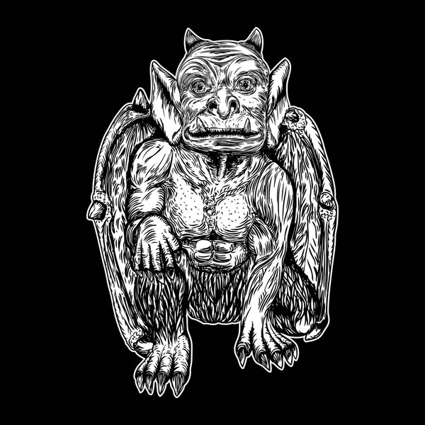 Mythologische oude gargoyle wezens mens en draak zoals ch — Stockvector