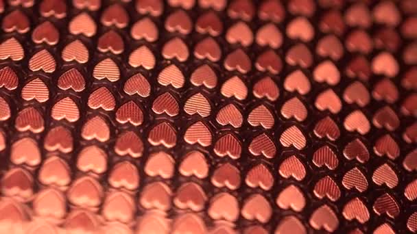 Fondo Forma Corazón Hecho Material Real Moviéndose Rotación Fondo San — Vídeo de stock