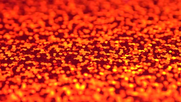 Feestelijke Rode Sparkle Glitter Stofdeeltjes Roterende Bewegende Achtergrond Met Bokeh — Stockvideo