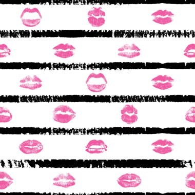 Retro Pop up Gru üzerinde kırmızı, pembe, siyah dudaklar kesintisiz arka plan