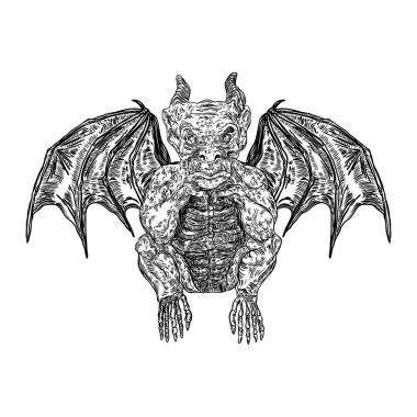 Mitolojik antik yaratıklar hayvanlar ile yarasa kanatları gibi. ve 