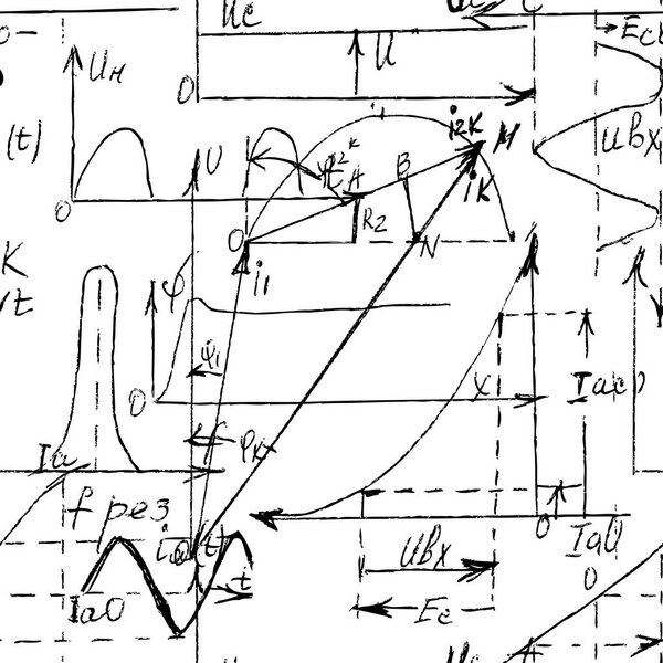 Mathematical seamless texture with handwritten math, algebra and