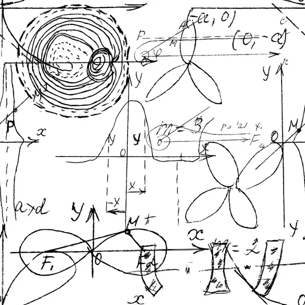 Matematikai zökkenőmentes textúra a kézírásos matematikai, algebra és — Stock Vector