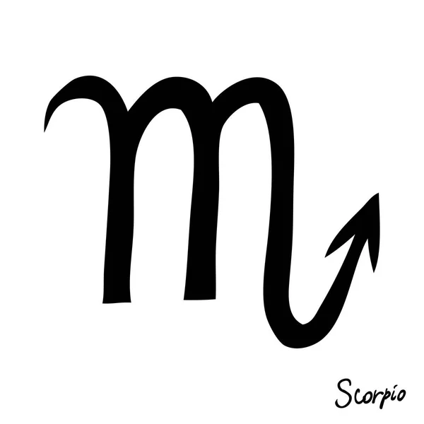 Burç için Scorpio Zodiac el çizim işareti. Mysti için kullanılabilir — Stok Vektör