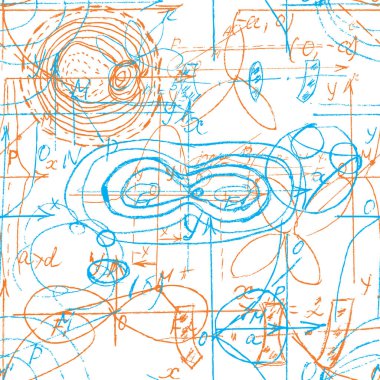 El yazısı ve çizim ile matematik ve geometri seamless modeli 