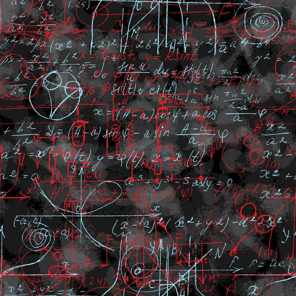 Matemáticas patrón sin costura patrón sin fin con la escritura a mano de variou — Archivo Imágenes Vectoriales