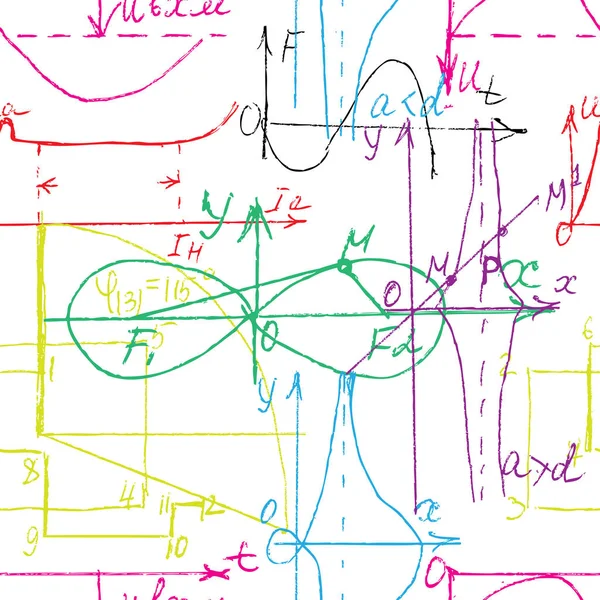 Matemáticas textura perfecta en color con las matemáticas escritas a mano, un — Vector de stock