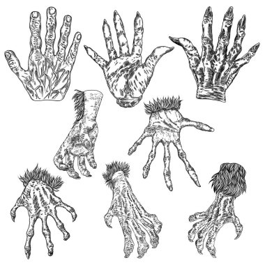 Canavar el oyma ayarla, zombi, kurt adam, ejderha ya da vampir 