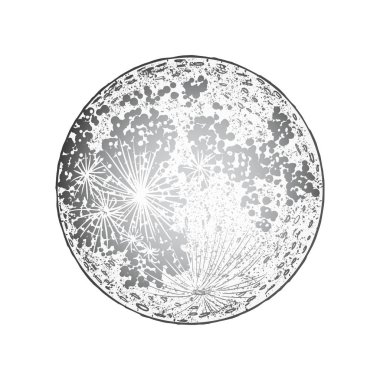 Dolunay izole. Çizgi roman ve nokta antika antika el çekilmiş 