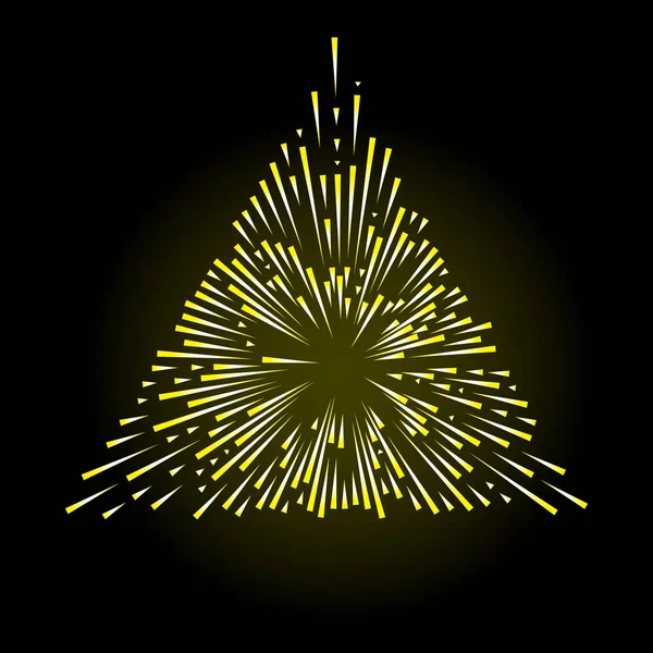 Oro alone angelo scoppiò a forma di fiocchi di fuoco triangolo. Isolato — Vettoriale Stock