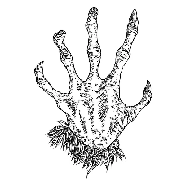 Grawerowanie dłoni rękę, zombie, wilkołaków, smoka lub Wampir monster — Wektor stockowy