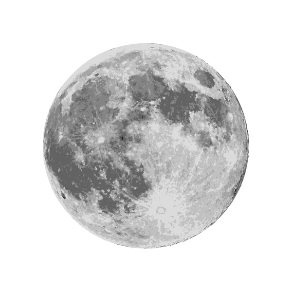 Realistischer Vollmond. Astrologie oder Astronomie Planetendesign. Vecto — Stockvektor