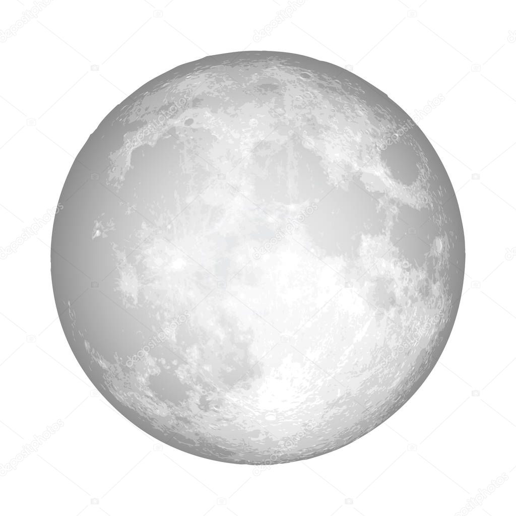 Realistic full moon. Astrology or astronomy planet design. Vecto