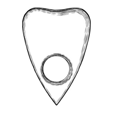 Hand drawn divination board planchette isolated blank. Stylized  clipart