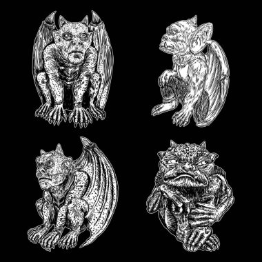 Saldırmak için agresif pozisyon defada çirkin yaratık set. İnsan