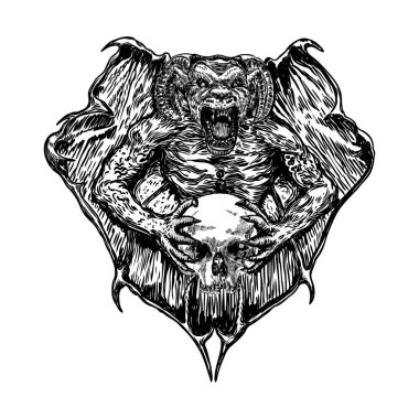 Mitolojik antik canavar yaratıklar insan ve ejderha ch gibi