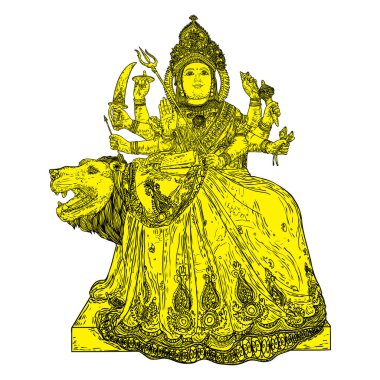 Durga Puja tatil fe için Hint Tanrıçası Durga klasik heykel