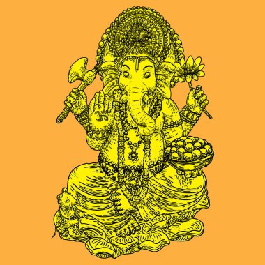Ganesh Chaturthi Fe için Lord Ganpati el çizilmiş Illustration