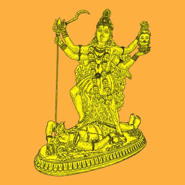 Hint Hintçe Tanrıça Kali de karanlık anne olarak bilinir. Vektör 