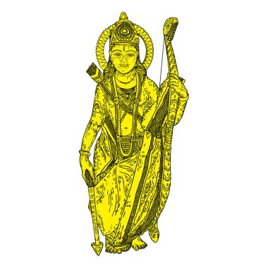 Mutlu Dussehra Navratri Celebratio için Lord Rama klasik çizim