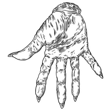 Korkunç zombi canavar el, elle çizilmiş. Beyaz backgro izole