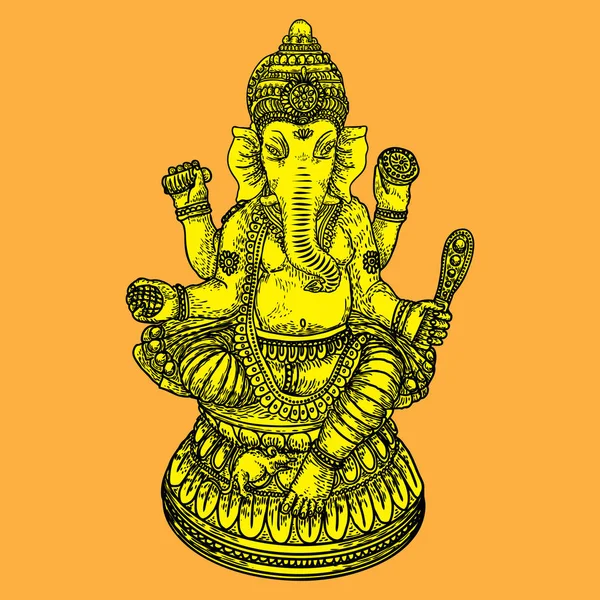 Ilustración dibujada a mano del Señor Ganpati para Ganesh Chaturthi fe — Vector de stock