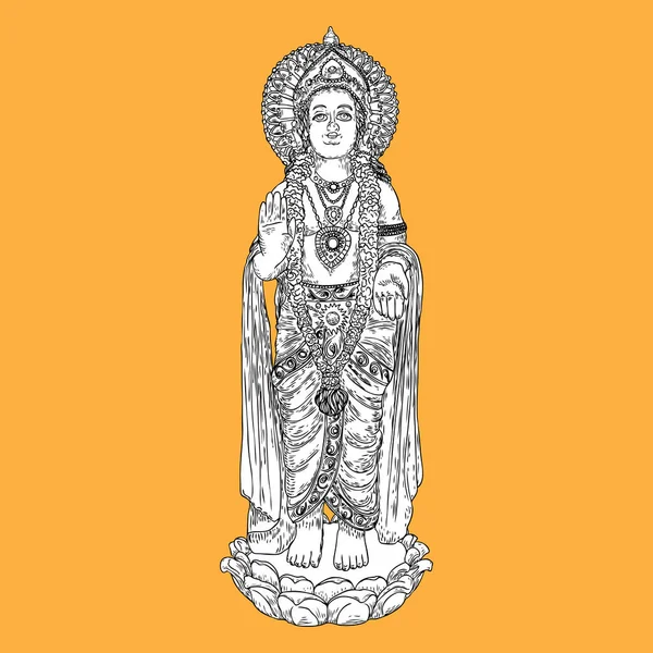 Lord Murugan dessin de statue classique, Dieu de la guerre, fils de Shiva an — Image vectorielle