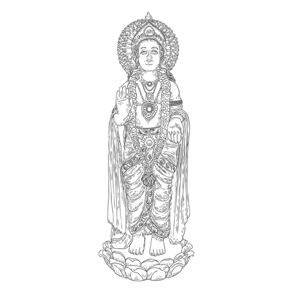 Lord Murugan classic statue drawing, God of war, son of Shiva an — Stock Vector
