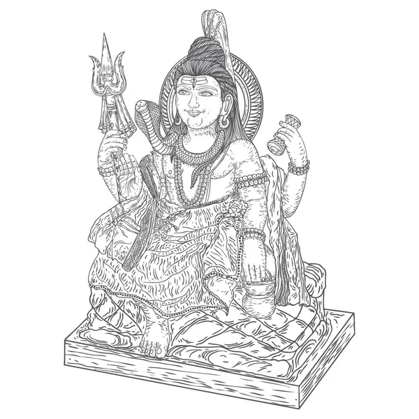 Senhor Shiva, desenhado à mão clássico Maha Shiwaratri fundo. Maha. — Vetor de Stock