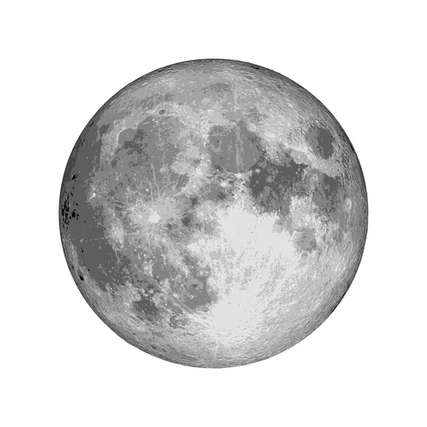 Luna llena realista. Astrología o diseño de planetas astronómicos. Vecto. — Vector de stock