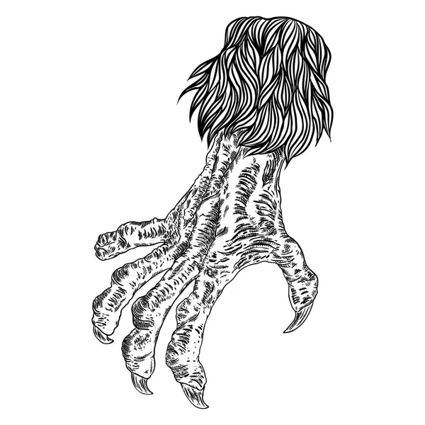 Gravyr monster hand, zombie, varulv, dragon eller vampyr palm — Stock vektor