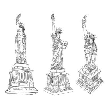 Özgürlük heykeli el çizim tarzında ayarlanır. Var İllüstrasyonu
