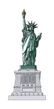Ulusal posterler için renkli Özgürlük Heykeli Çizim4 J