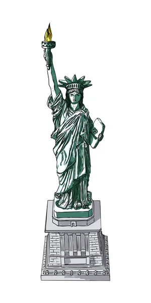 Рисунок статуи Свободы в цвете для национальных плакатов 4 J — стоковый вектор